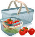 Cheardia 2 Pack Picnic Baskets - Durable Metal Mesh Harvest Baskets