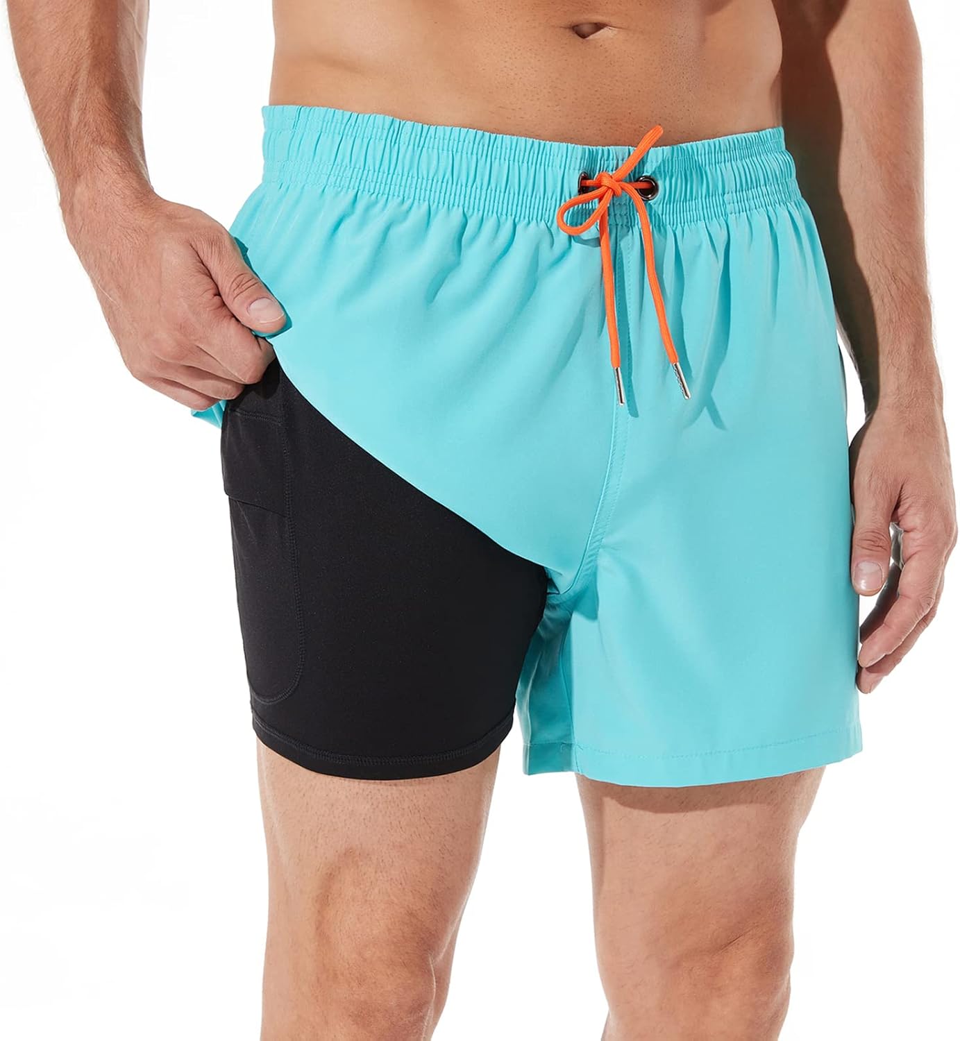BRISIRA Mens Swim Trunks Quick Dry 5 inch Inseam Beach Shorts