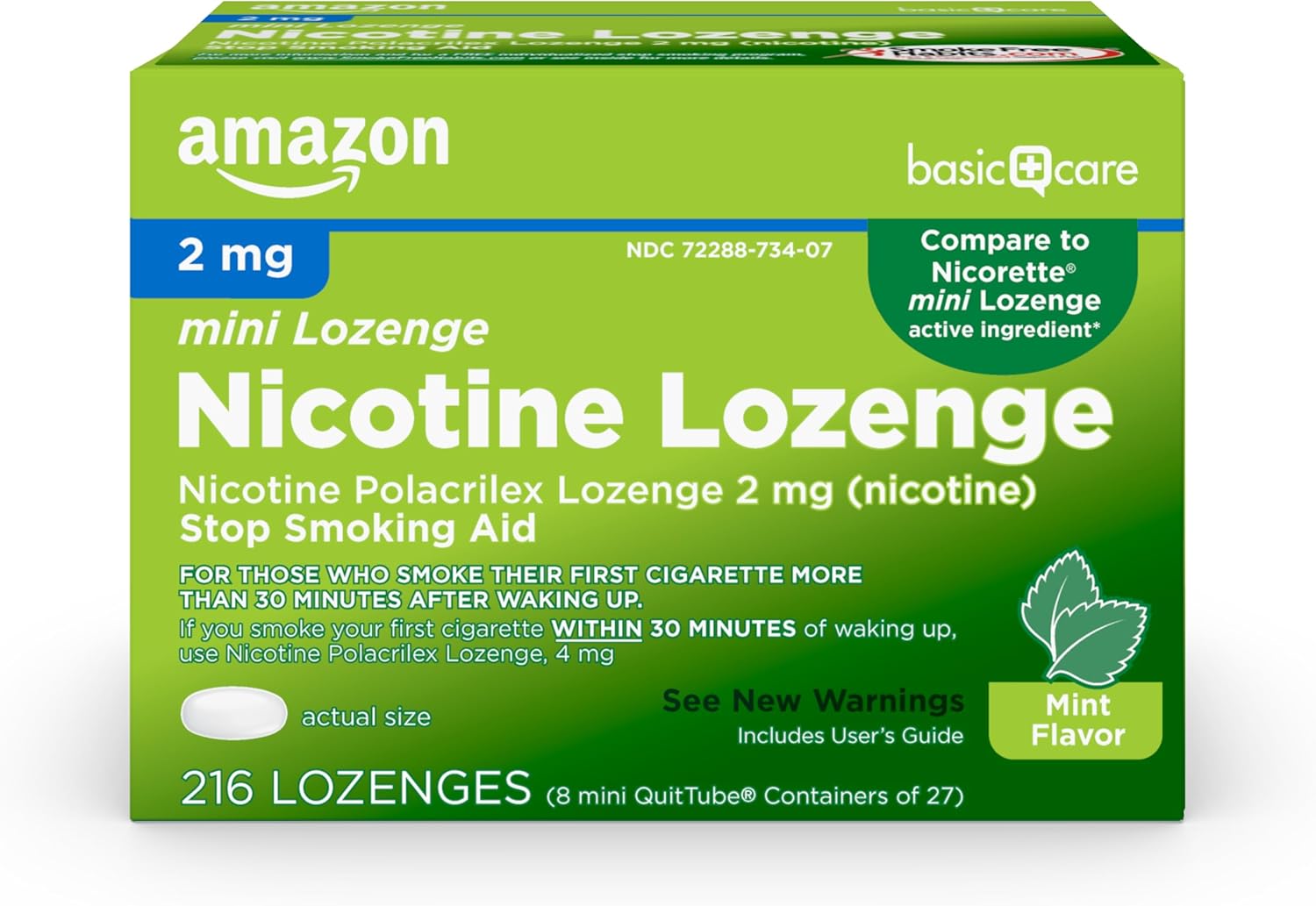 Nicotine Polacrilex Mini Lozenge 2 mg Stop Smoking Aid Mint Flavor