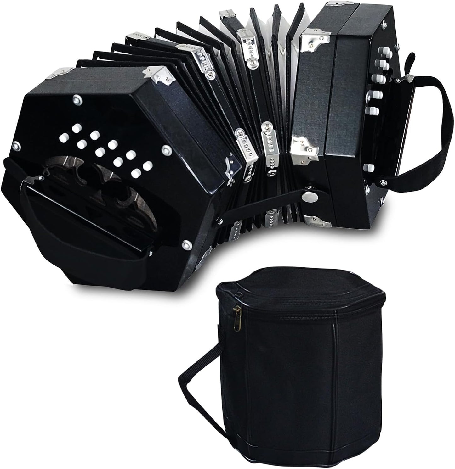 20-Key Accordion for Adults - Professional Concertinas in Black