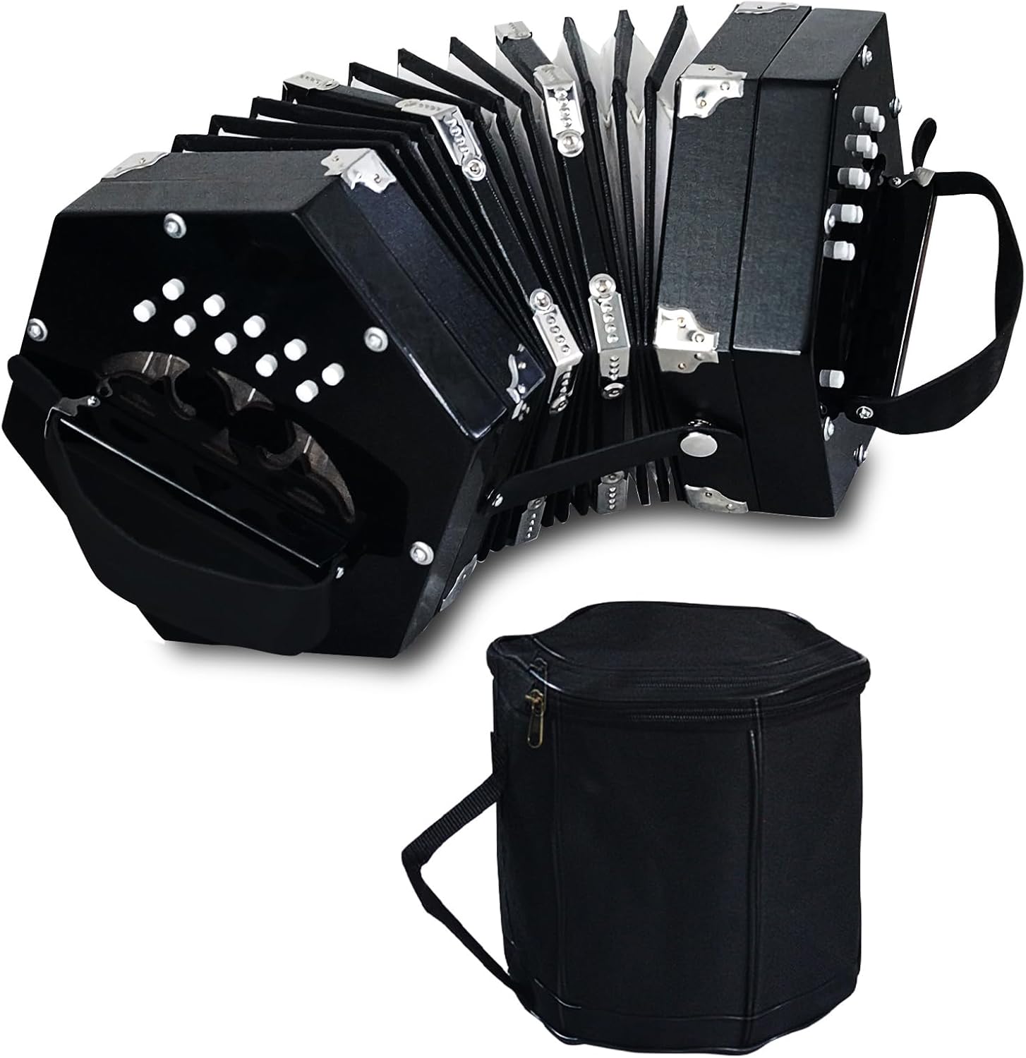 20-Key Accordion for Adults - Professional Concertinas in Black
