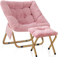 Comfy Saucer Chair Foldable Faux Fur Lounge Chair - Cozy, Space-Saving