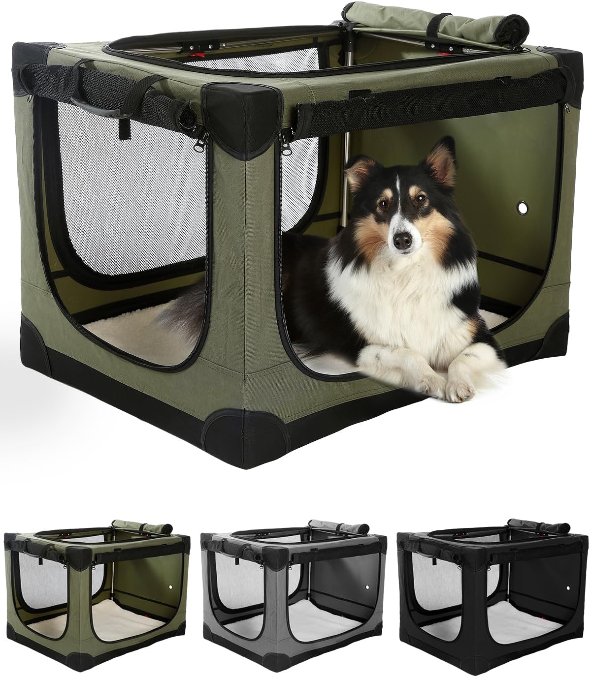 24 Inch Collapsible Travel Dog Crate for Medium Large Dogs
