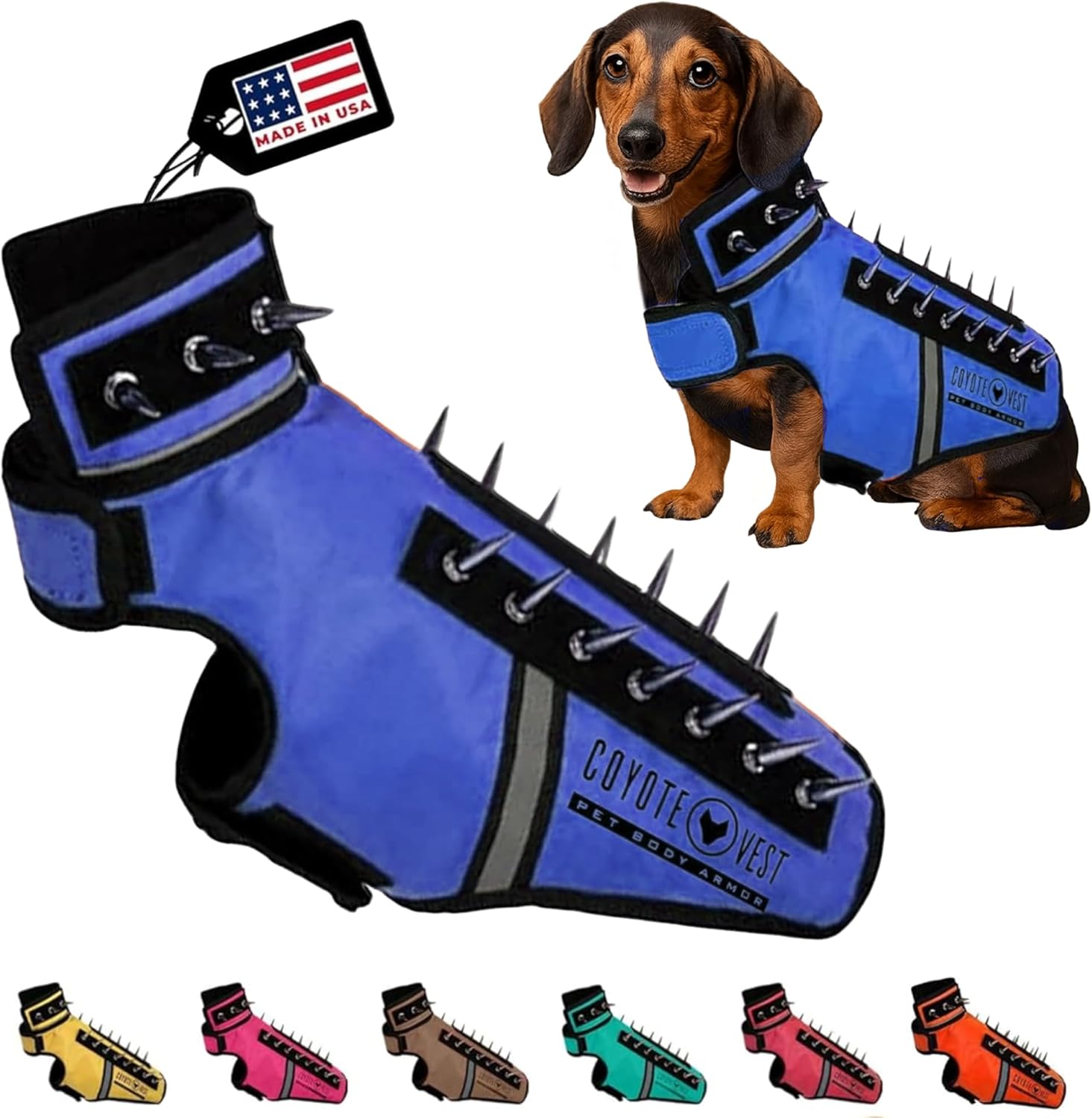 CoyoteVest SpikeVest Dog Harness for Small Dogs, Reflective