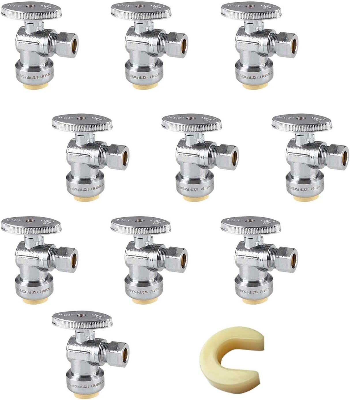 EFIELD Push Fit Angle Stop Valve Pack of 10 for Plumbing Needs