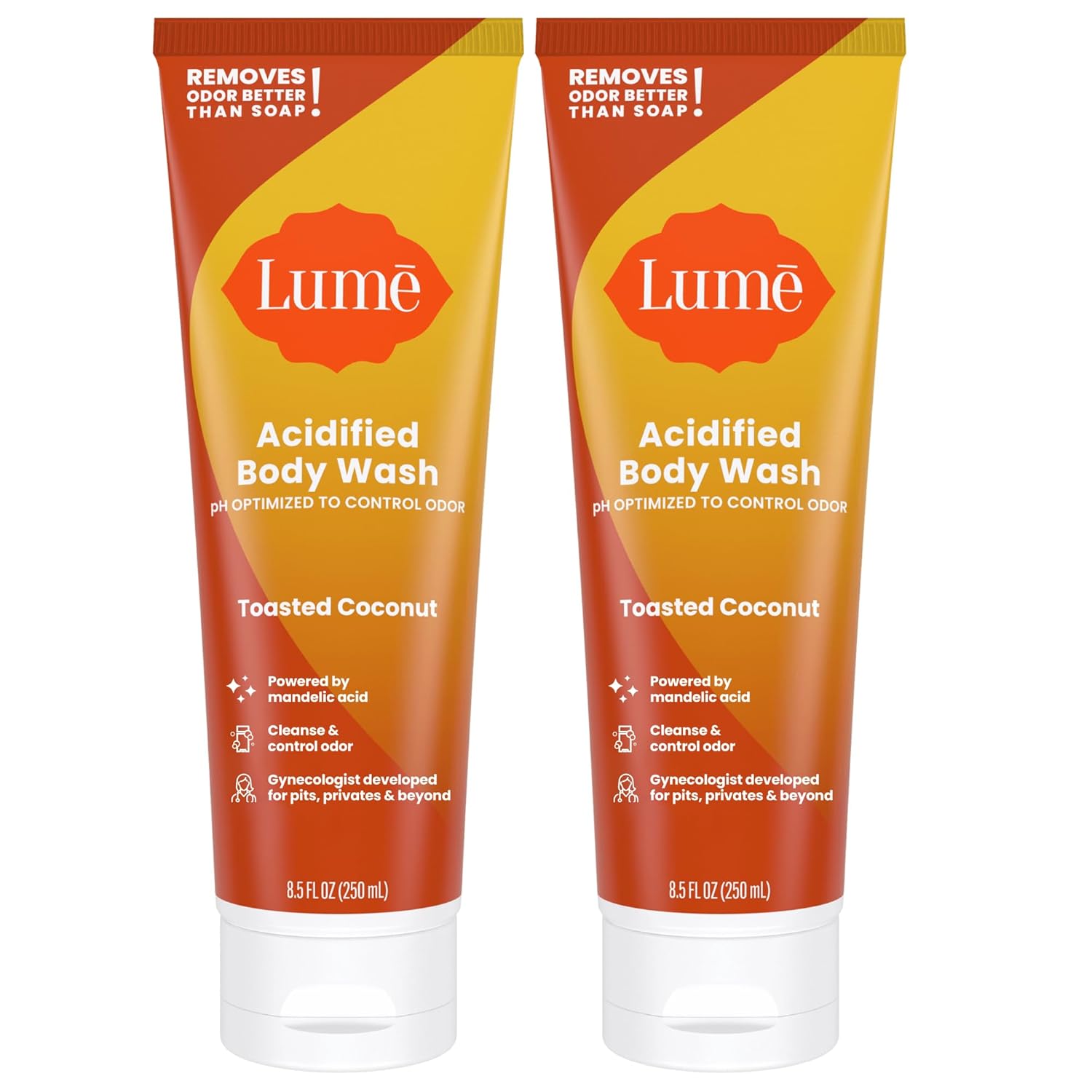 Lume Acidified Body Wash for 24 Hour Odor Control - Toasted Coconut