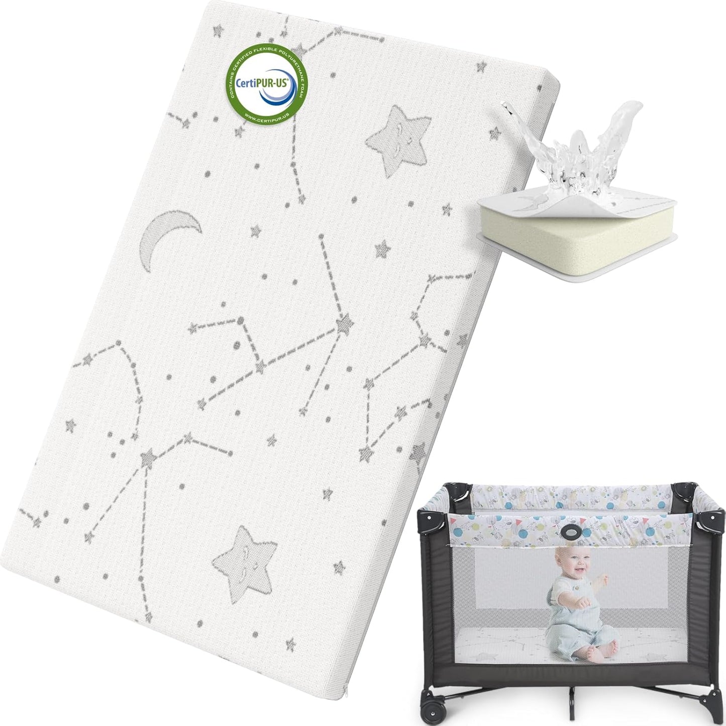 YENING Pack and Play Mattress Topper for Baby Playpen Comfort