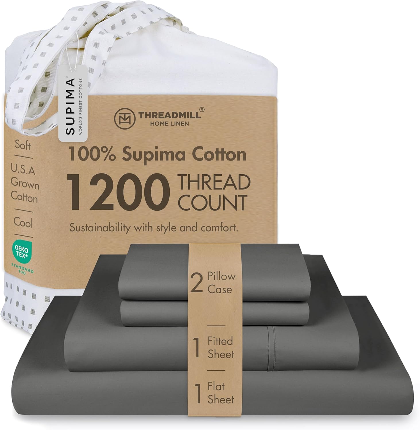 Threadmill Luxury Supima Cotton Sheets for Full Size Bed Set