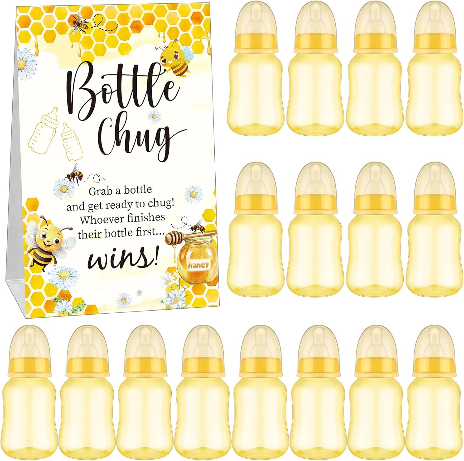 TrelaCo Baby Shower Game with 20 Baby Bottles and Sign