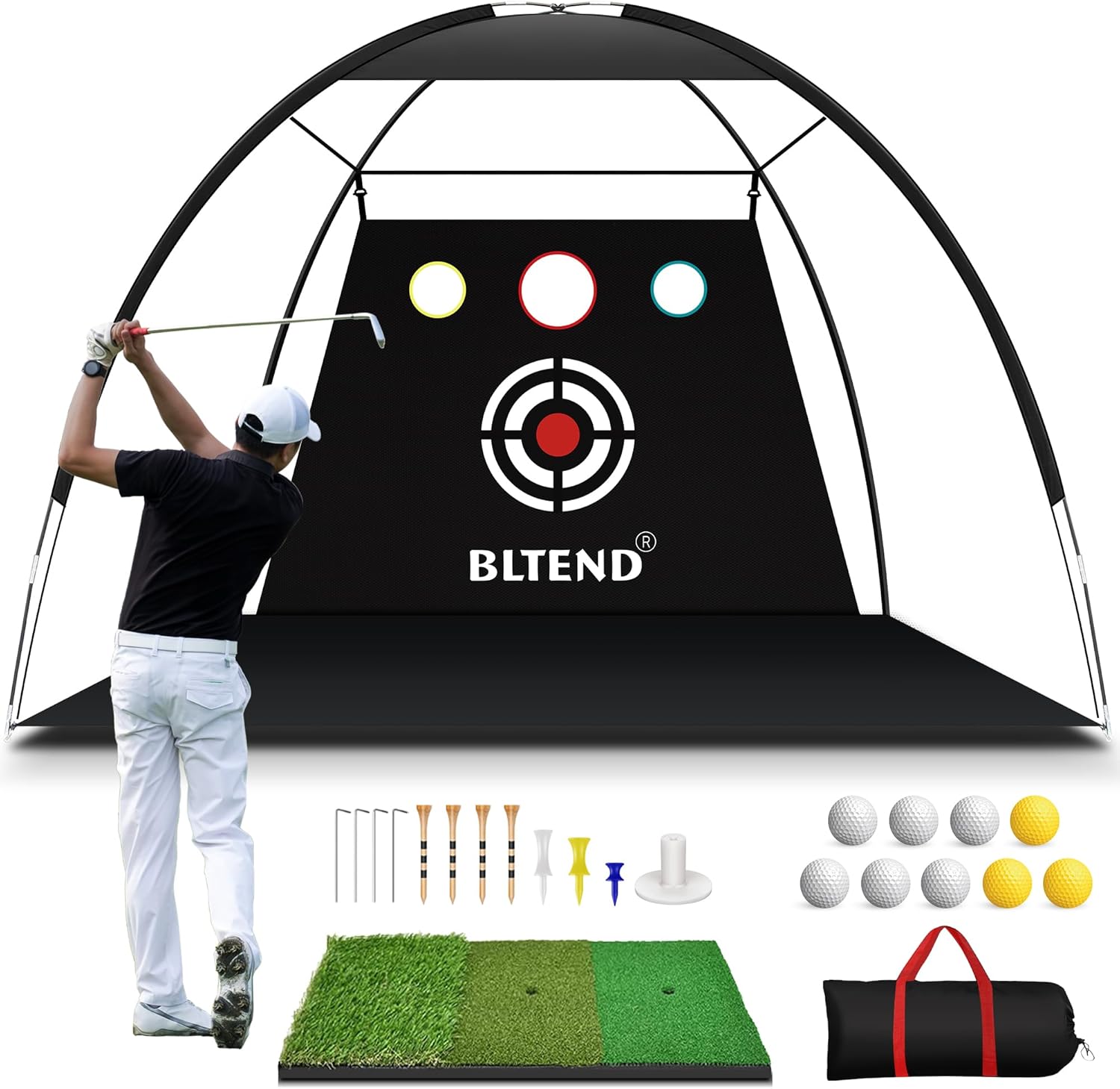 Bltend 10x7ft Golf Practice Net - Real Ball Driving!