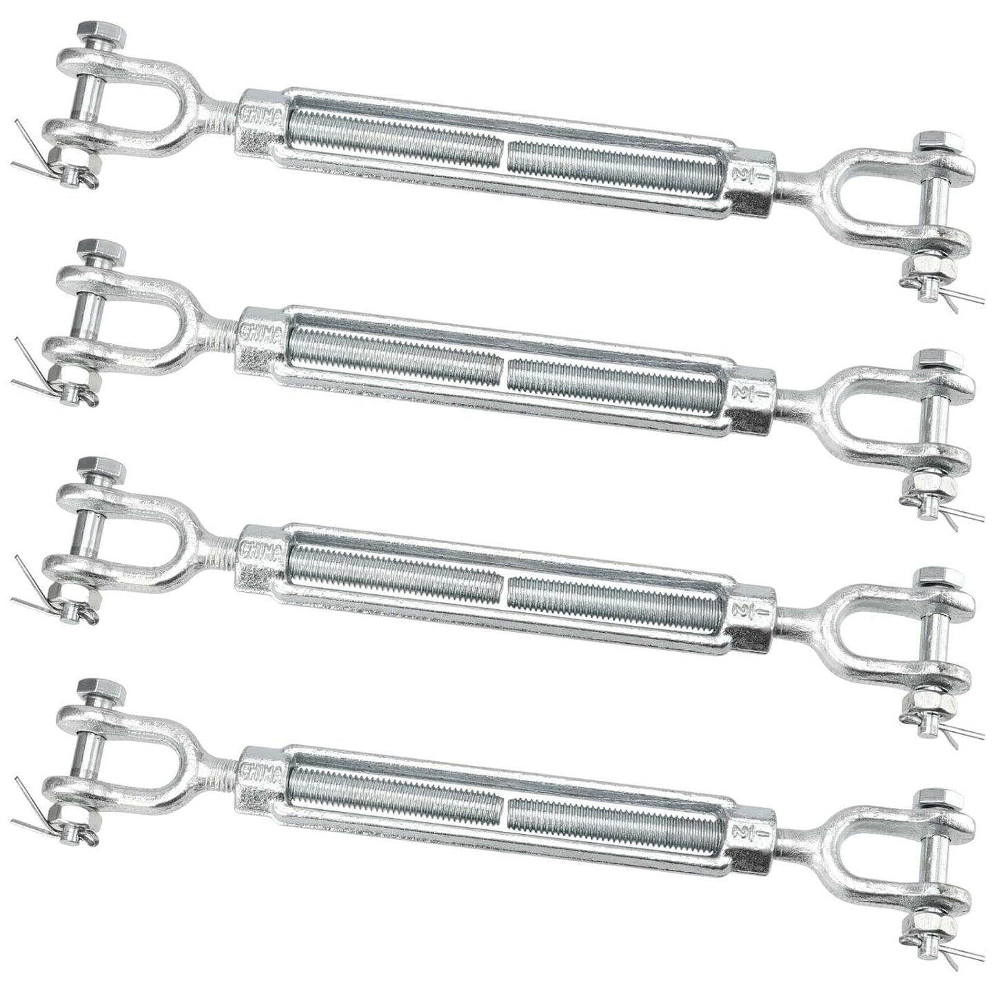 4 Pack M12 Galvanized Steel Turnbuckle for Heavy Duty Use
