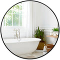 Fabuday Black Round Mirror 39 in - Large Matte Black Wall Mirror