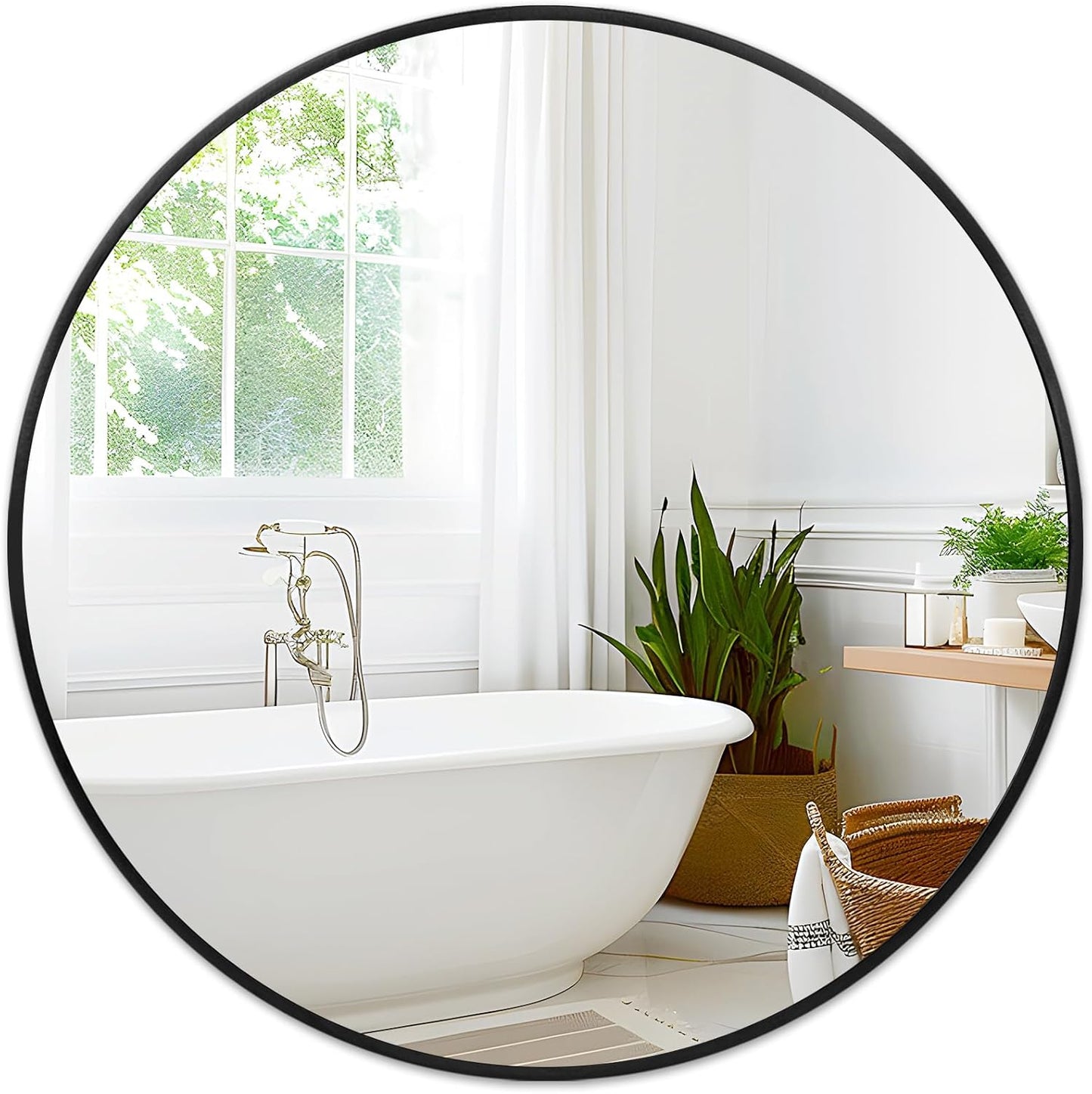 Fabuday Black Round Mirror 39 Inch - Elegant Wall Decor