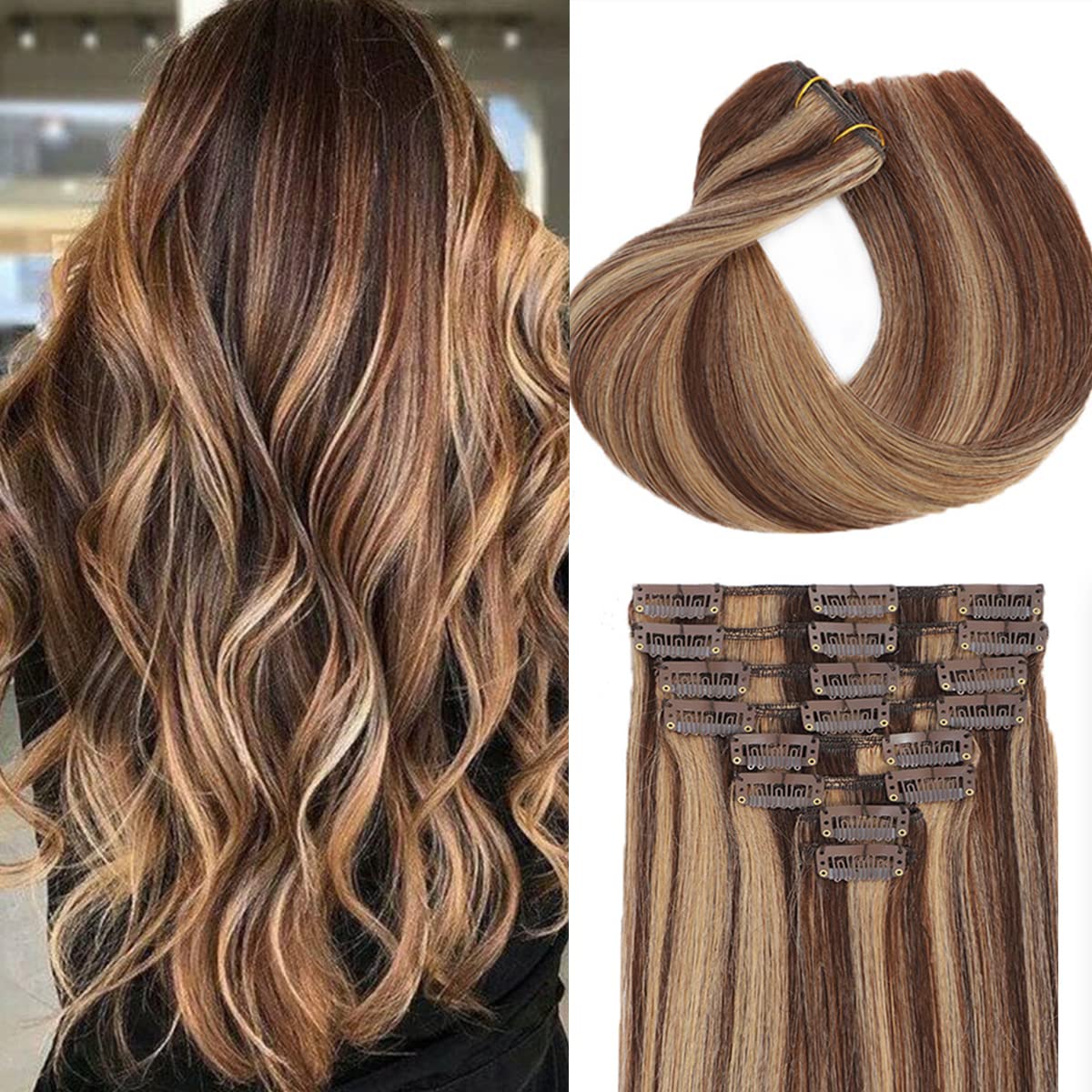 Clip in Hair Extensions Real Human Hair for Natural Volume