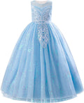 IDOPIP Sequin Appliques Flower Girl Dress for Kids Parties