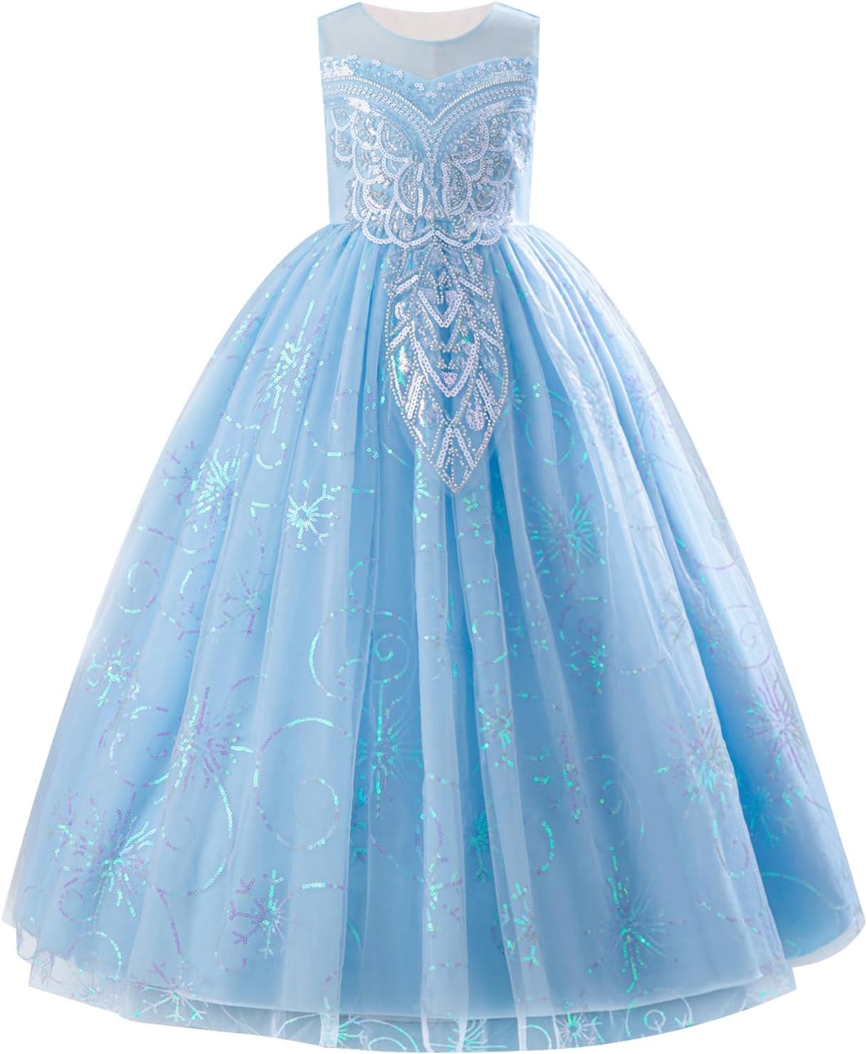 IDOPIP Sequin Appliques Flower Girl Dress for Kids Parties