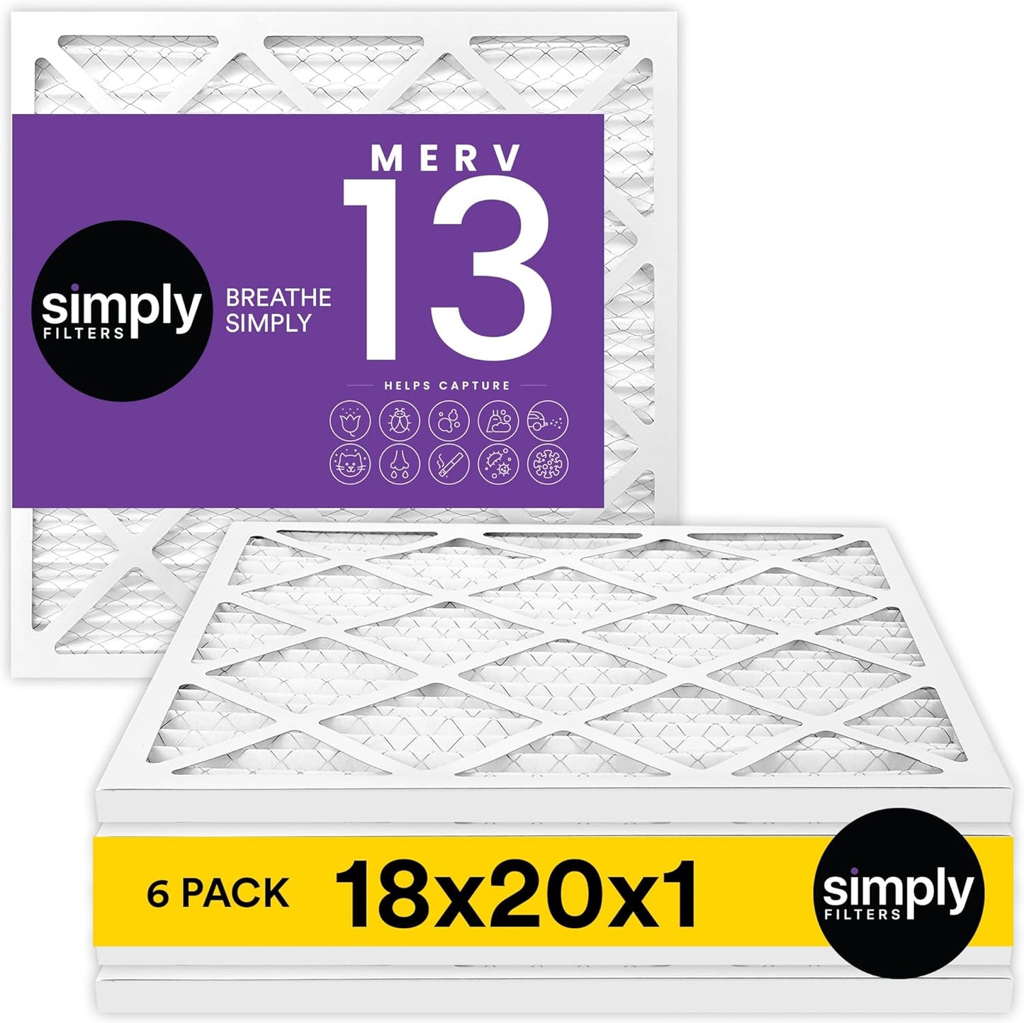 Simply 18x20x1 Air Filter Merv 13 for Home AC & HVAC Systems