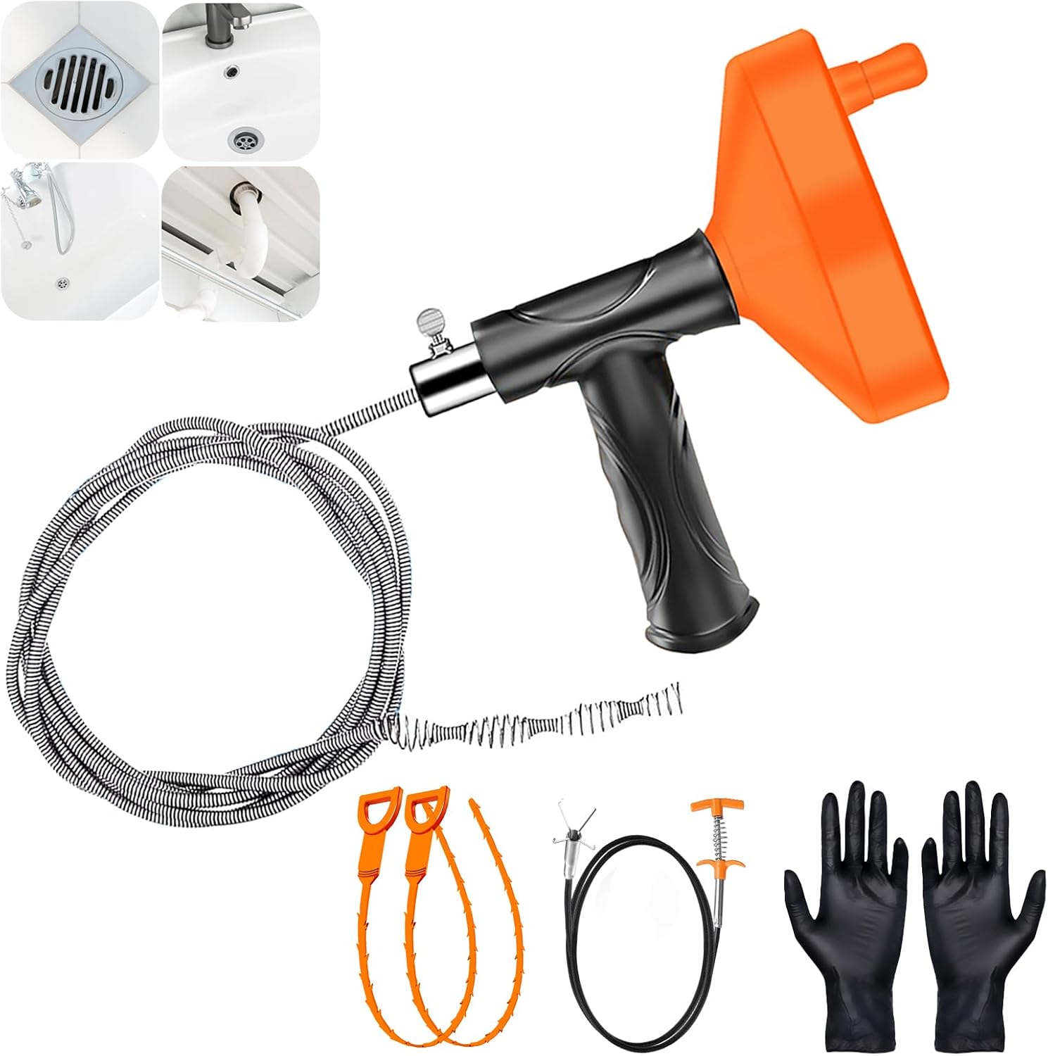 33 Feet Drain Snake Auger for Effective Clog Removal Tool