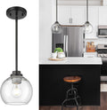 Modern Black Pendant Lights for Kitchen Island with Glass Shade