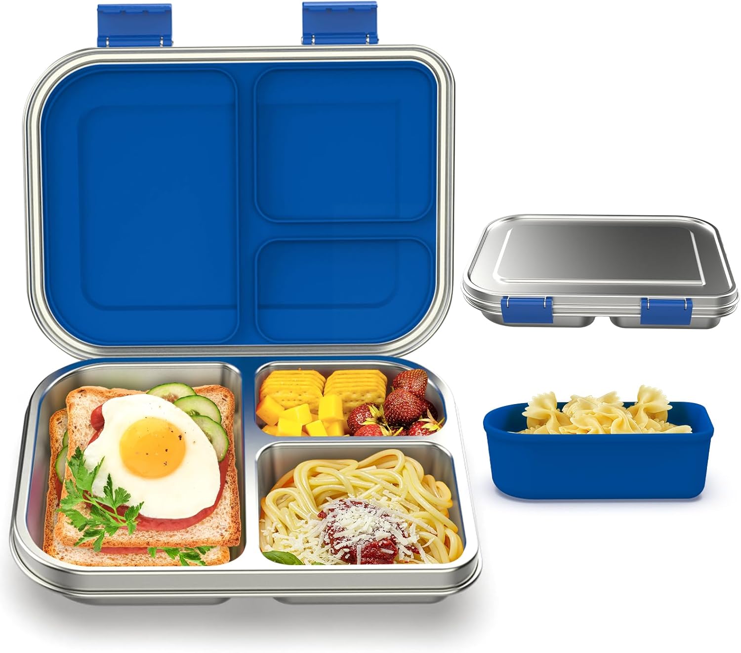 Stainless Steel Bento Box for Kids with 3 Leak-Proof Compartments