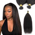 I Tip Human Hair Extensions 24 in Kinky Straight - Natural Black