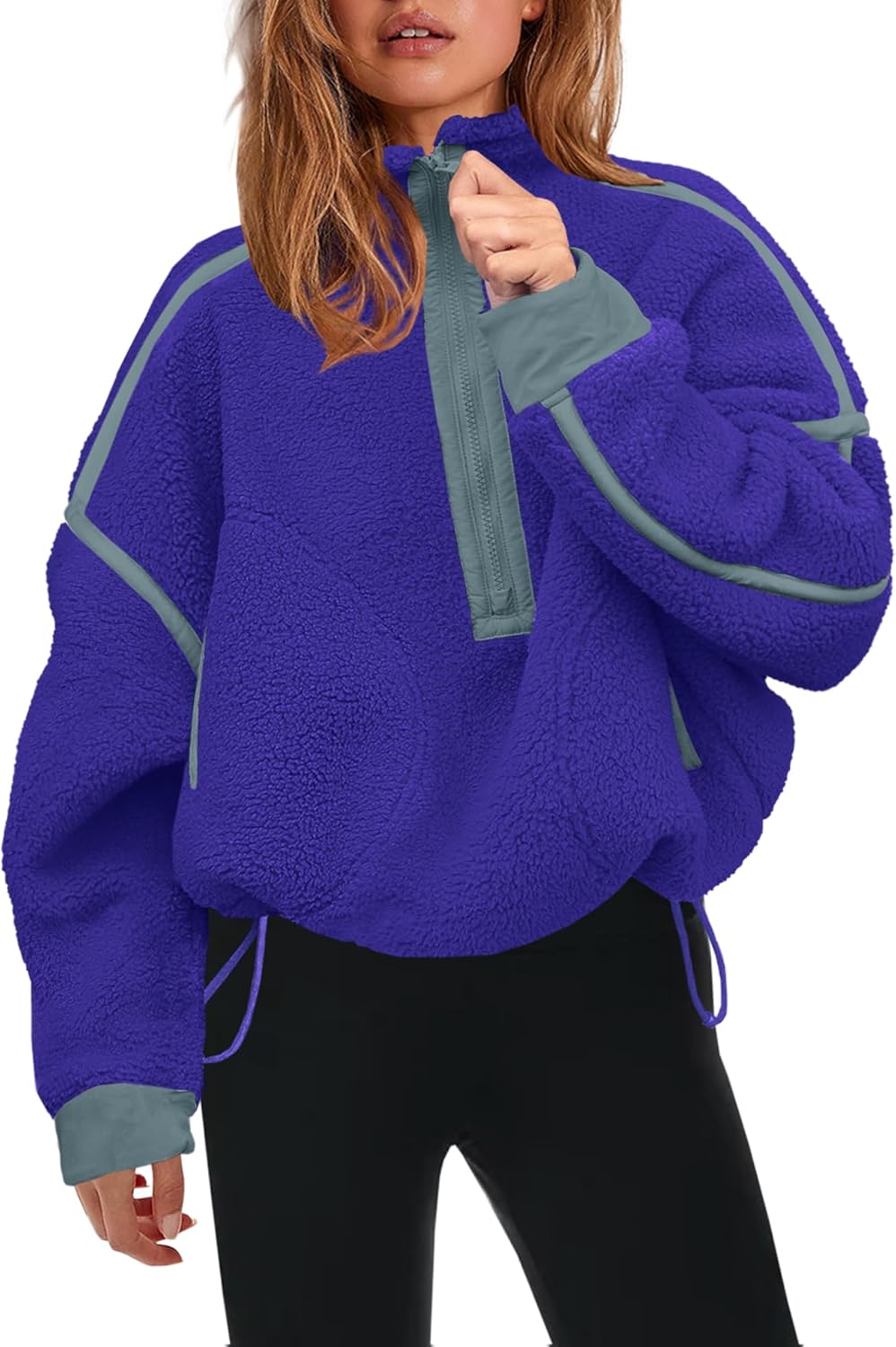 Panadila Womens Half Zip Sherpa Fleece Pullover for Cozy Style