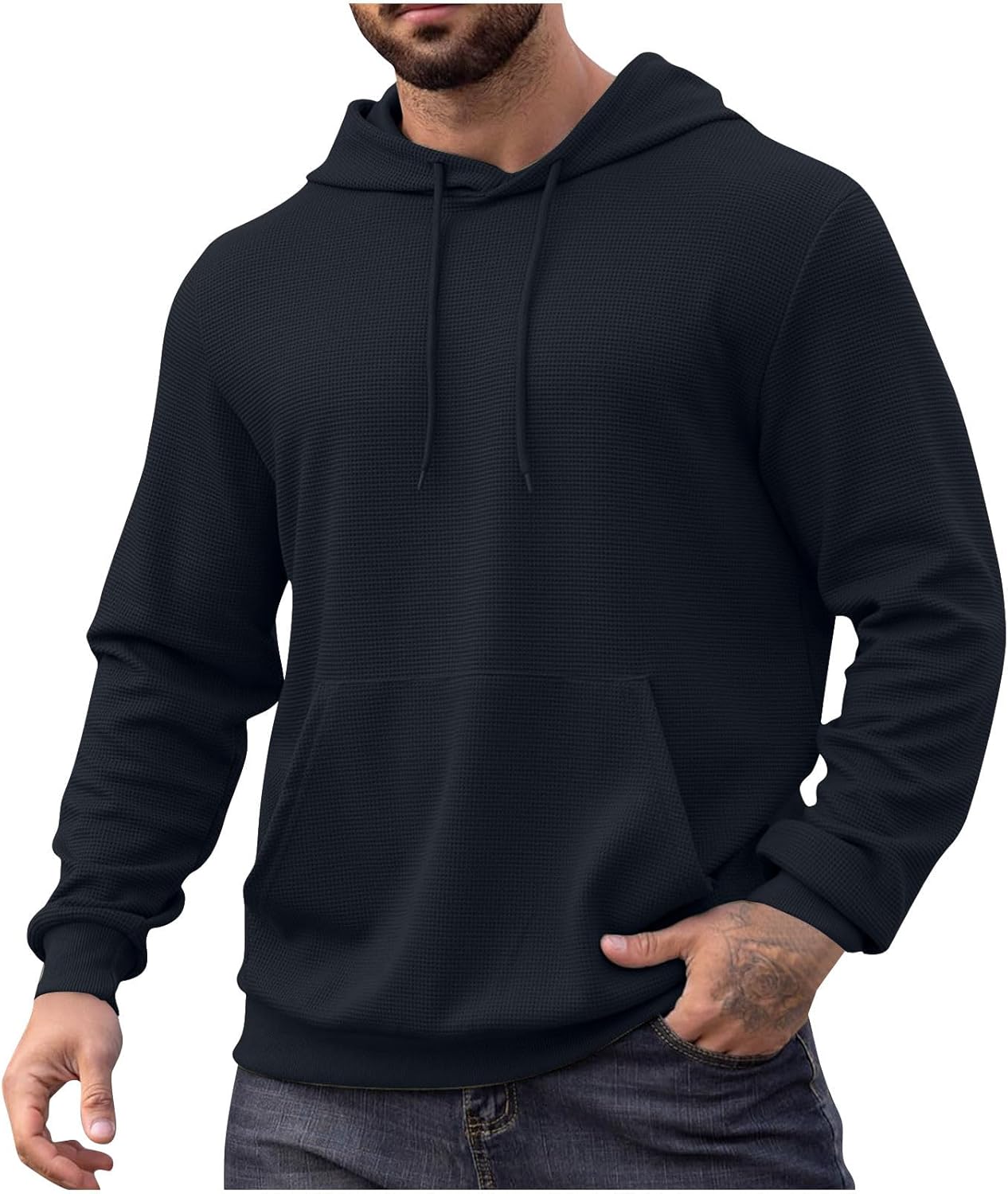 Lightweight Waffle Knit Hoodie - Cozy Style