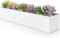 DR&Co Modern White Rectangle Planter Box 16in - Narrow Metal Succulent