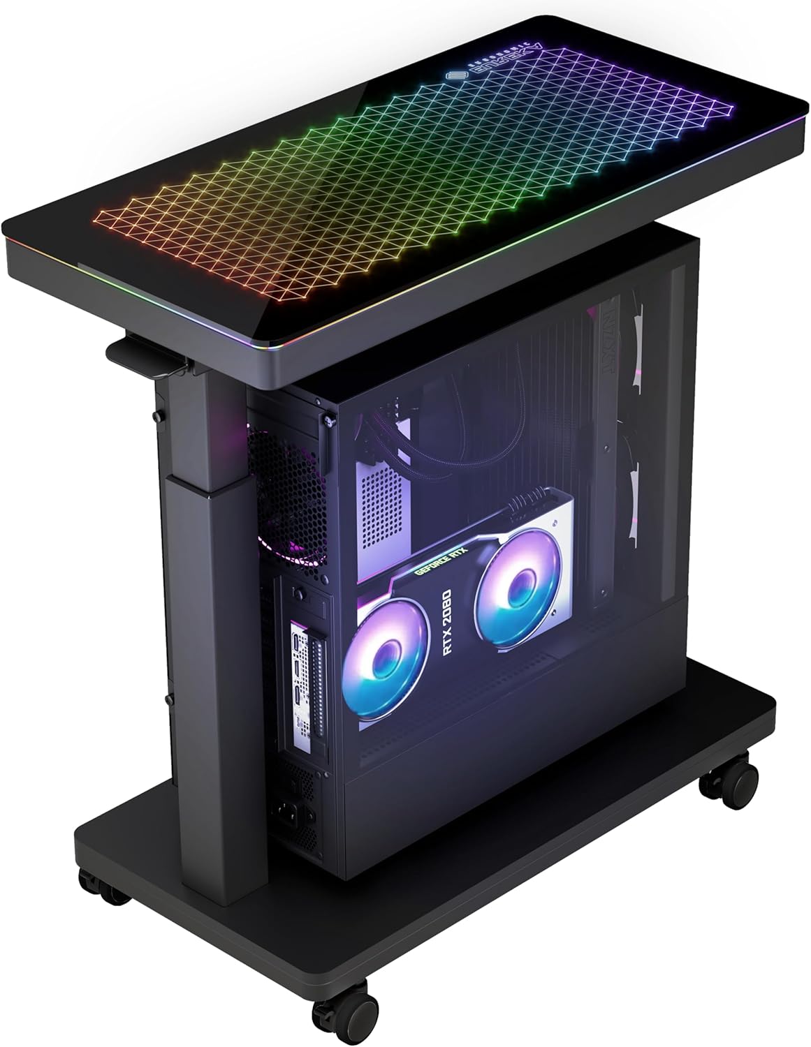 EUREKA ERGONOMIC Height Adjustable PC Tower Stand with RGB Lights