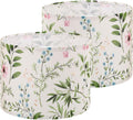 Drum Lamp Shades Set of 2 with Floral Print for Table Lamps