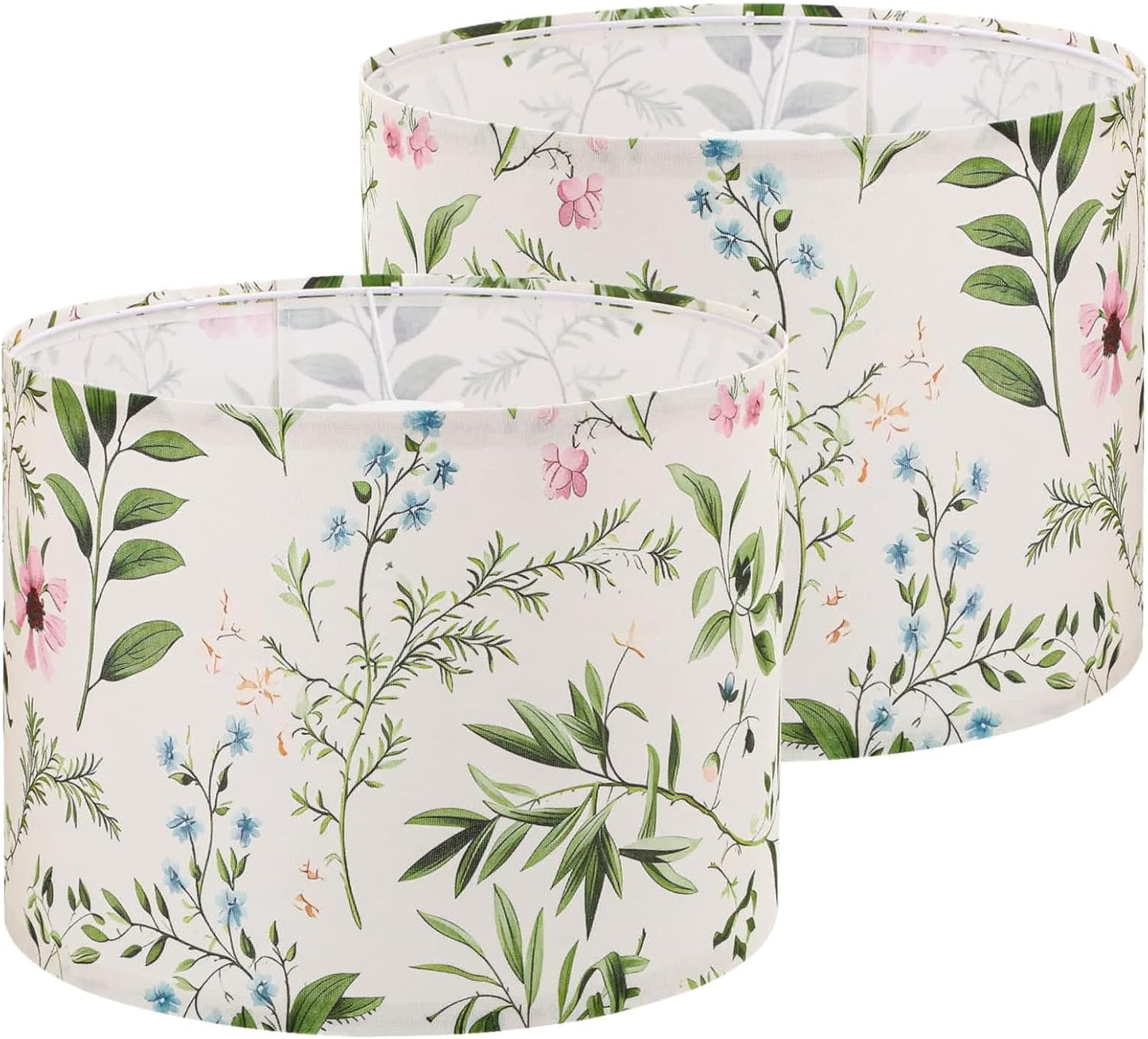 Drum Lamp Shades Set of 2 with Floral Print for Table Lamps