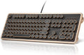 RK104 Retro Mechanical Keyboard with Typewriter Round Keycaps - Retro