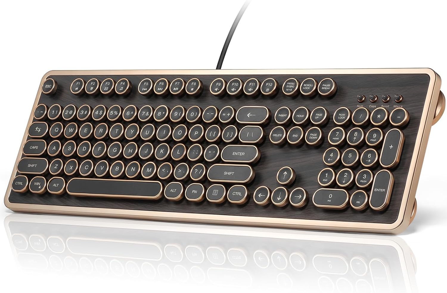 RK104 Retro Mechanical Keyboard with Typewriter Round Keycaps