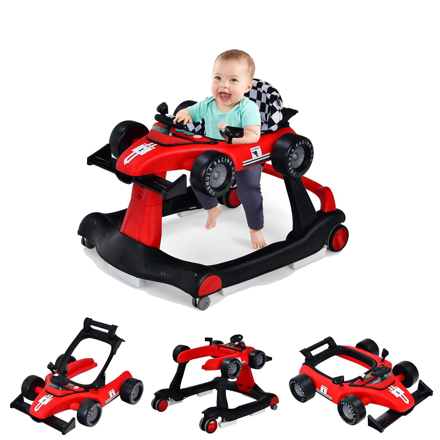 GLACER Foldable Baby Walker with Adjustable Height & Speed
