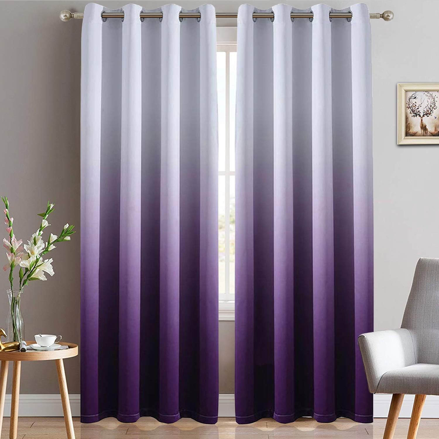 Yakamok Thermal Insulated Grommet Ombre Blackout Curtains
