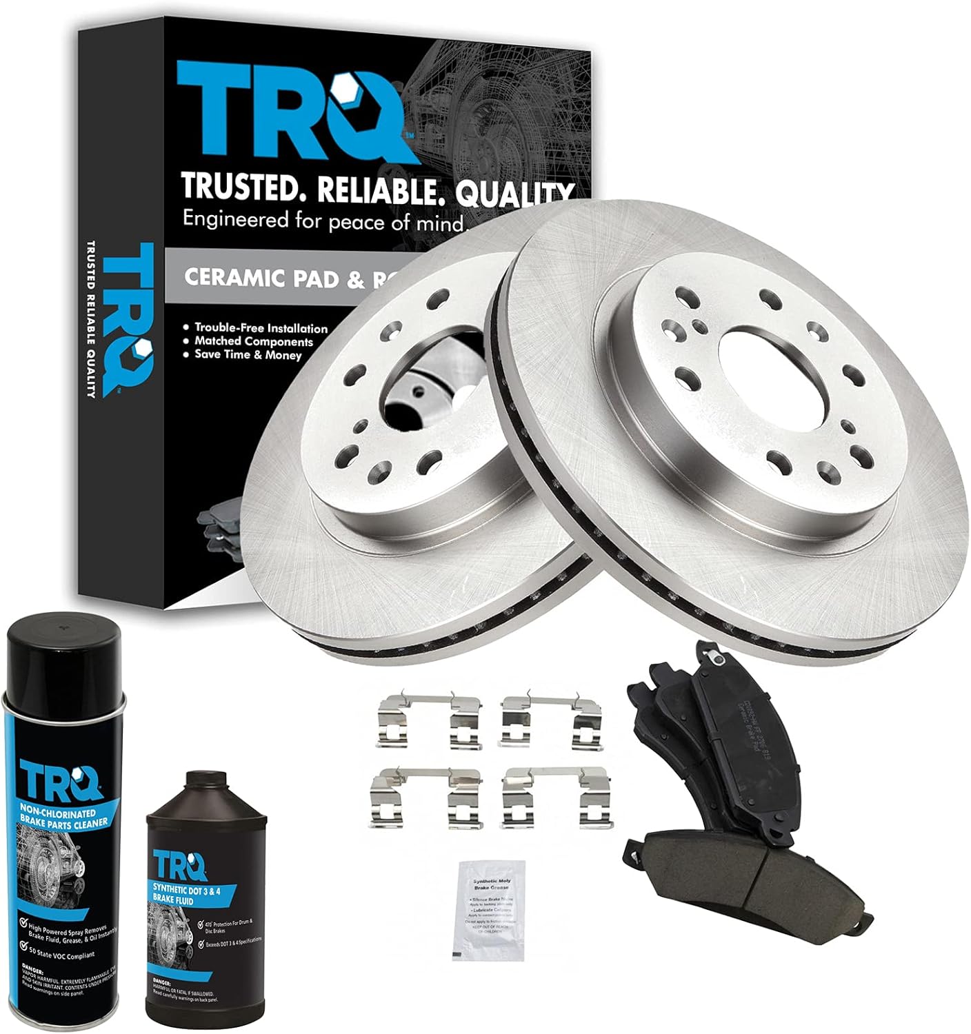 TRQ Front Brake Pad & Rotor Kit for 07 Cadillac & 05-07 GMC