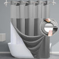 Hotel Luxury Grey Shower Curtain Set - Heavy Duty 230GSM Waffle Weave