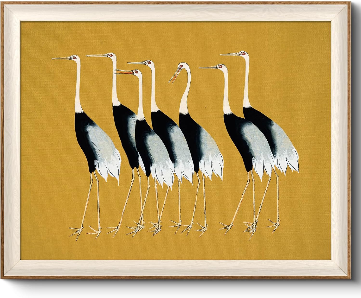 VIYYIEA Framed Wall Art for Living Room - Vintage Cranes Canvas