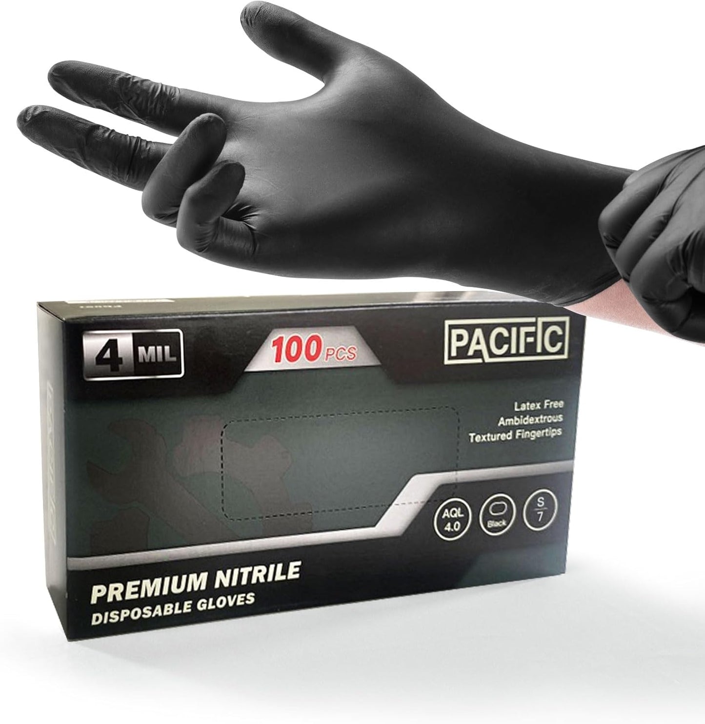 Food-Safe Black Nitrile Gloves, Latex-Free, Small