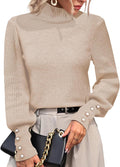 Turtleneck Lantern Sleeve Sweater for Women - Comfortable Knit Staple