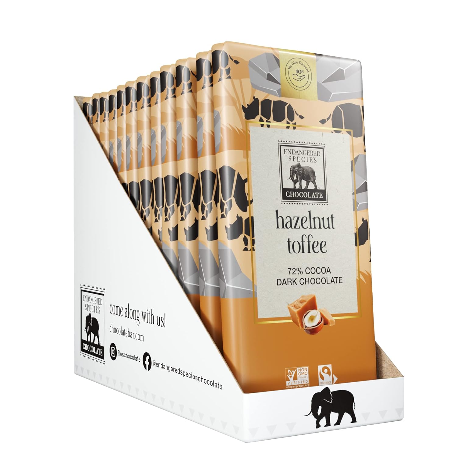 Endangered Species Dark Chocolate Bar with Hazelnut Toffee