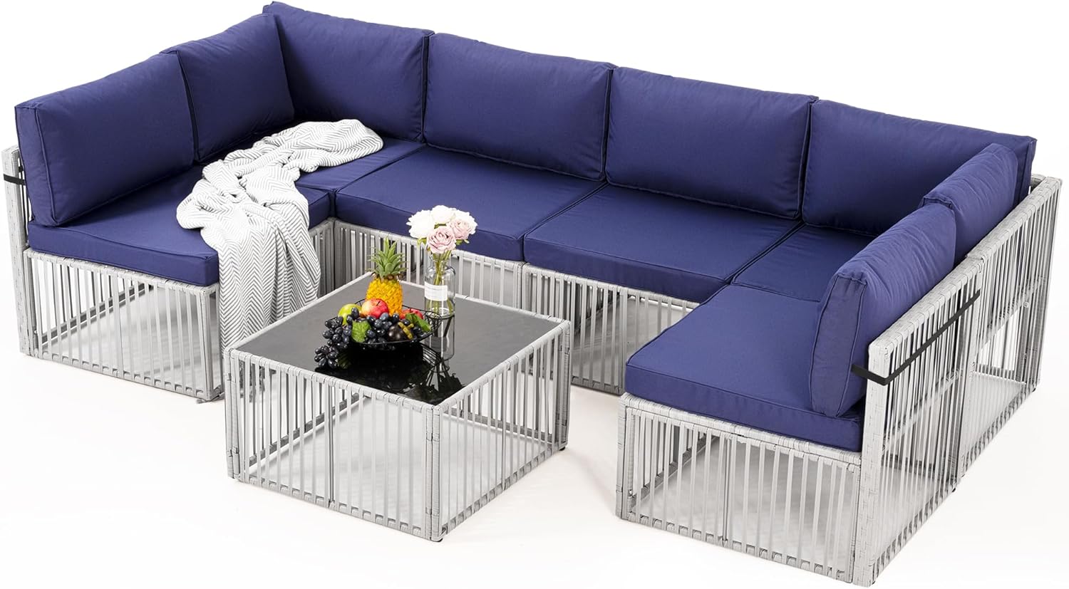 Pamapic 7 Pieces Outdoor Sectional Set for Stylish Patios