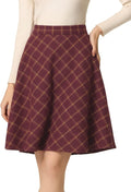 Plaids Vintage Tartan A-Line Knee Length Skirt for Women - Elastic