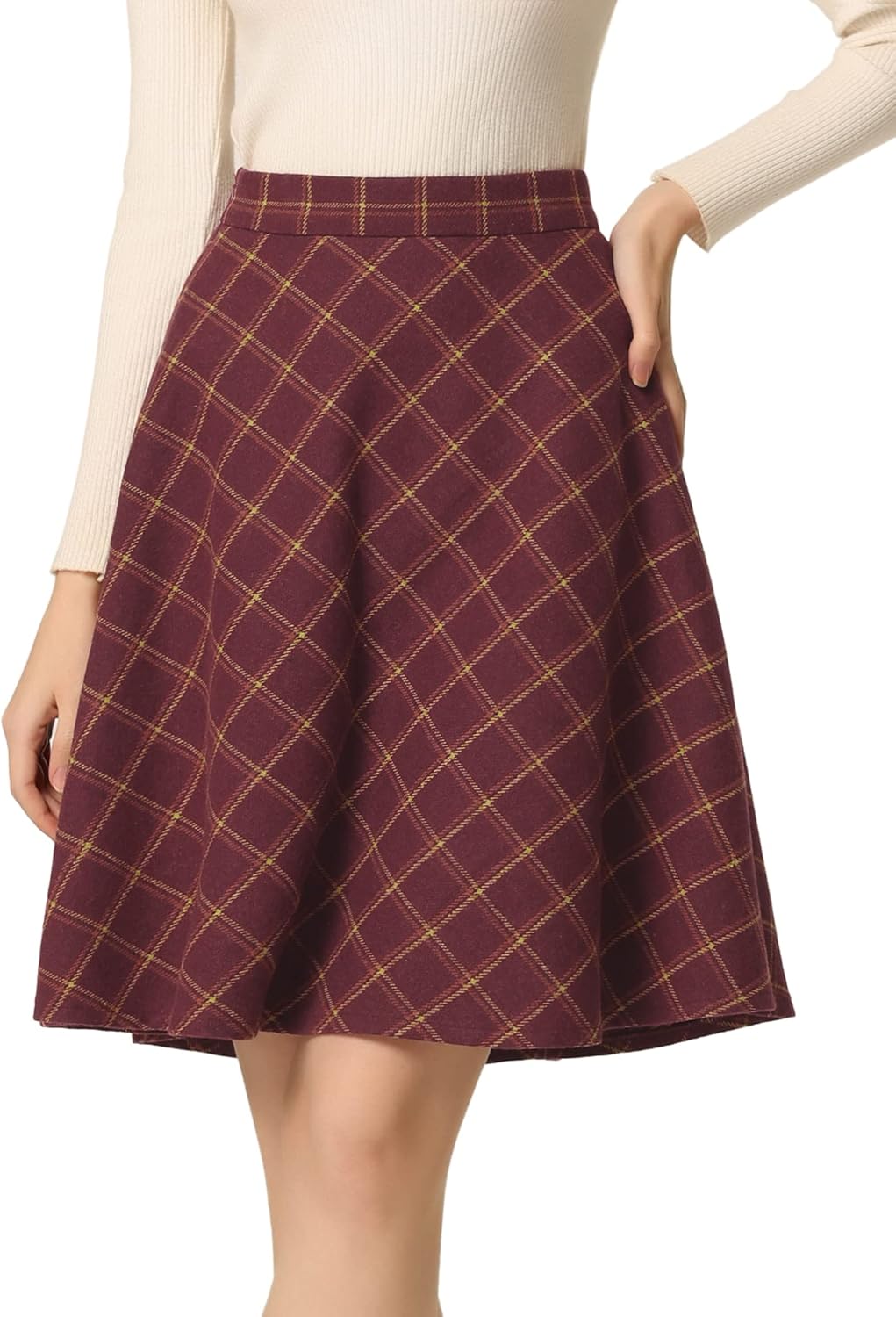 Allegra K Women's Vintage Tartan A-Line Skirt for Casual Wear