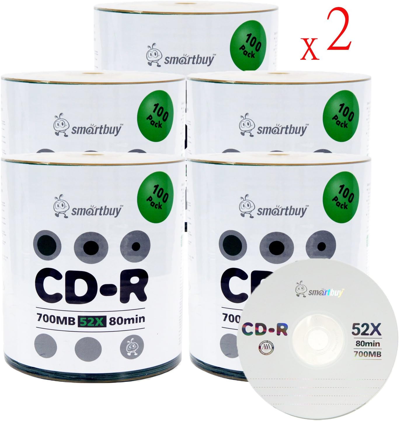 Smartbuy 700mb 80min 52x CD-R Blank Data Discs for Archiving
