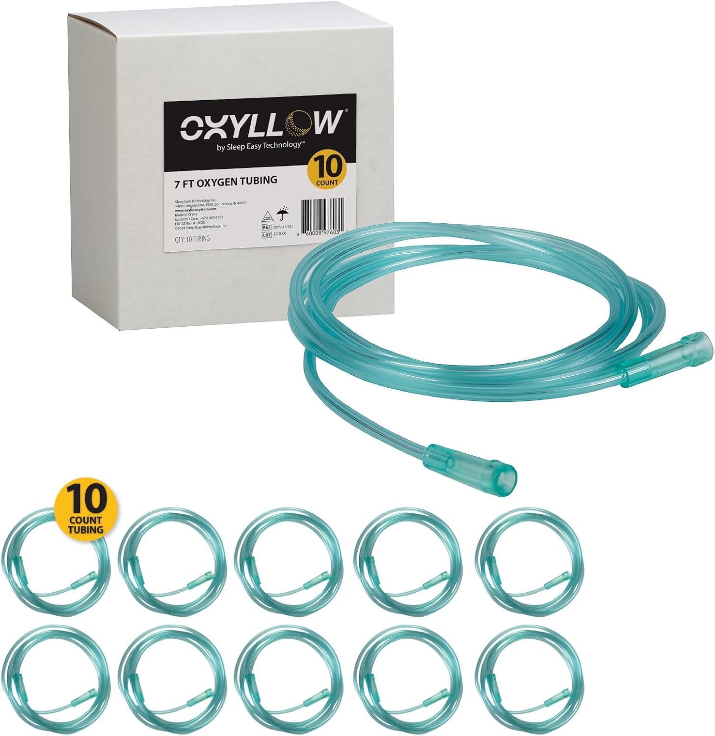High-Visibility Oxygen Tubing Set | 10-Count