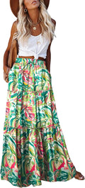 EARKOHA Womens High Waist Tie Paisley Maxi Skirt - Flowy Boho Style be