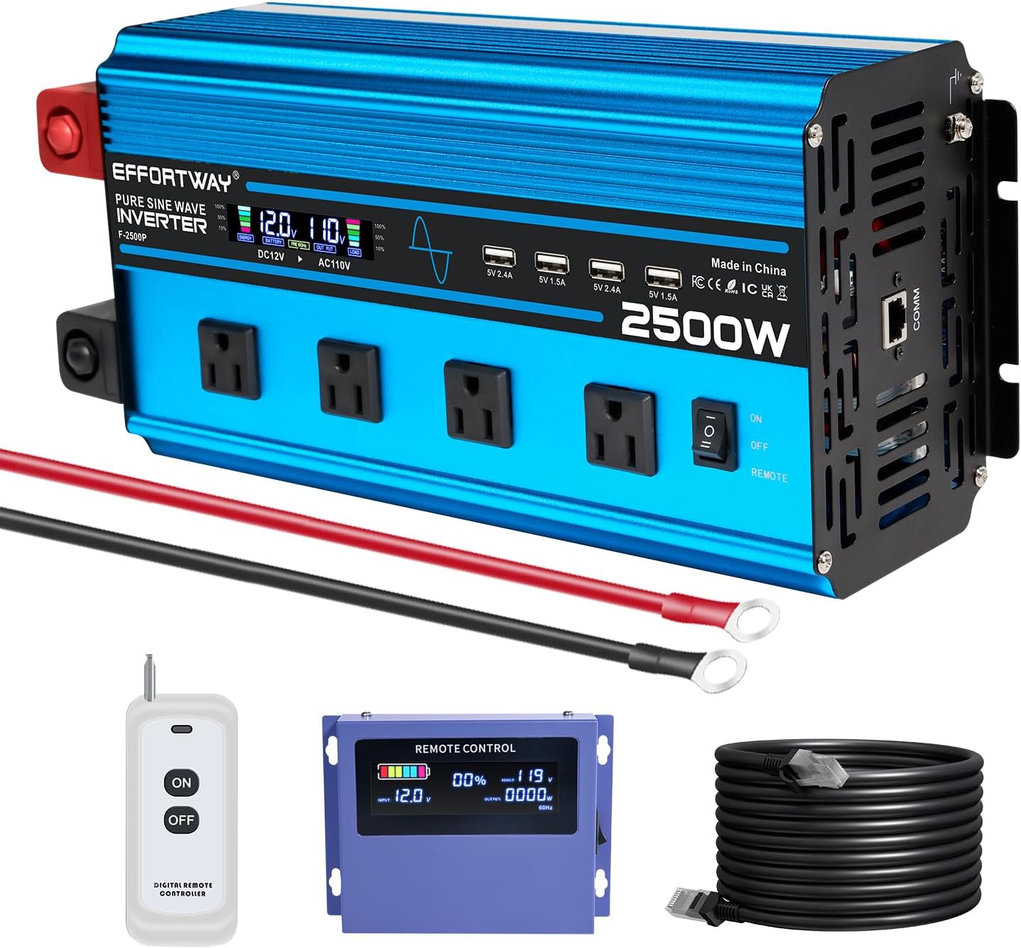 2500W Pure Sine Wave Inverter for Camping and Off-Grid Use