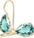 14K Solid Gold Teardrop Earrings - Dainty Aquamarine Drop