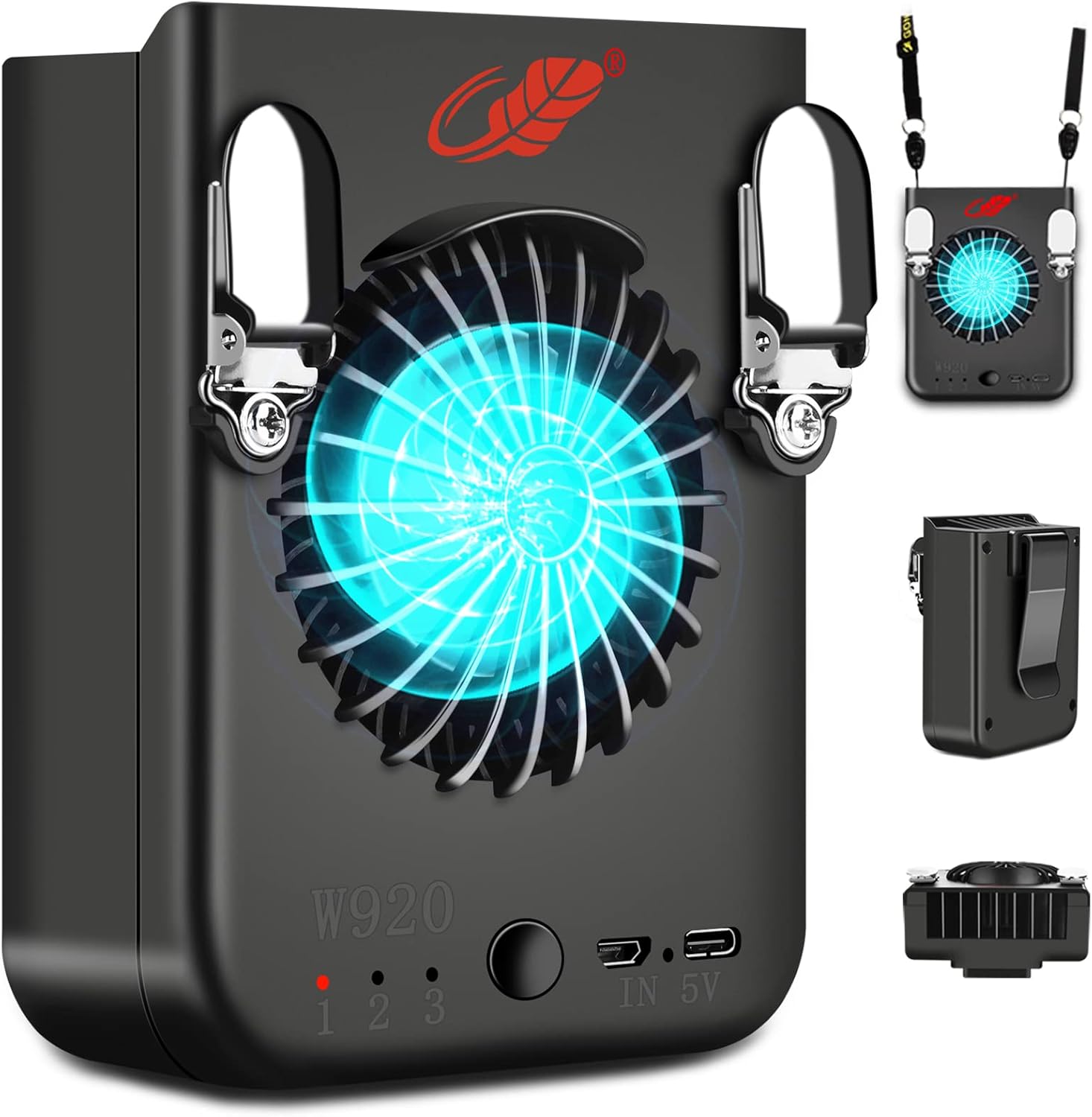 2-in-1 Portable Cooling Fan - 3 Speeds, 8000mAh Battery, Rechargeable